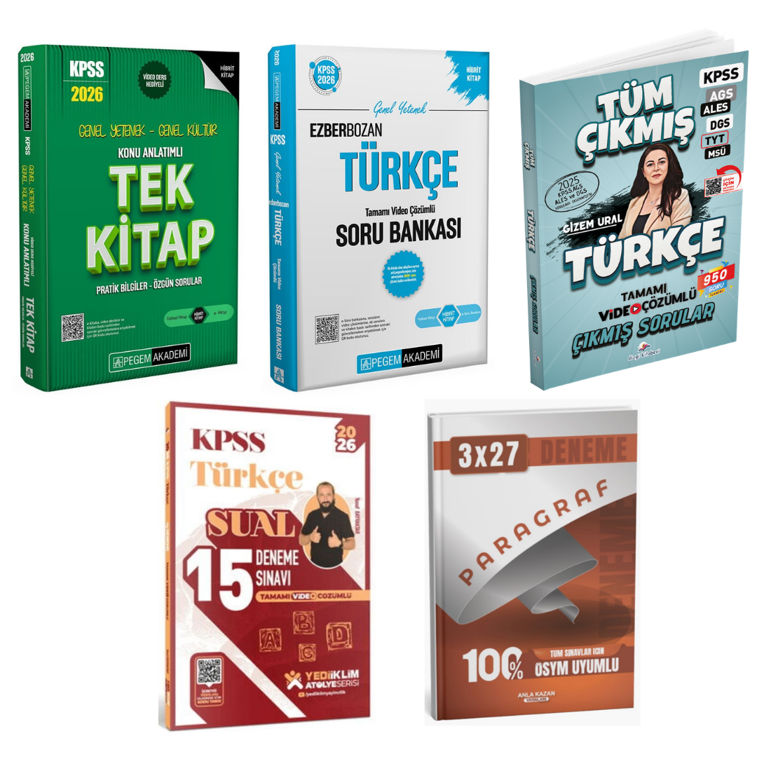 Pegem 2026 KPSS Konu Anlatımlı Tek Kitap & KPSS Ezberbozan Türkçe Soru Bankası & KPSS Türkçe Deneme & KPSS Türkçe Çıkmış Sorular Seti