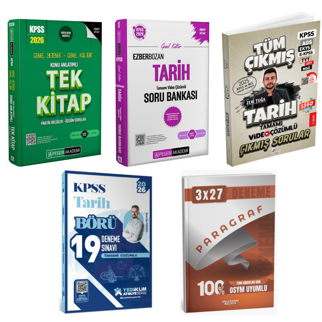 Pegem 2026 KPSS Konu Anlatımlı Tek Kitap & KPSS Ezberbozan Tarih Soru Bankası & KPSS Tarih Deneme & KPSS Tarih Çıkmış Sorular Seti