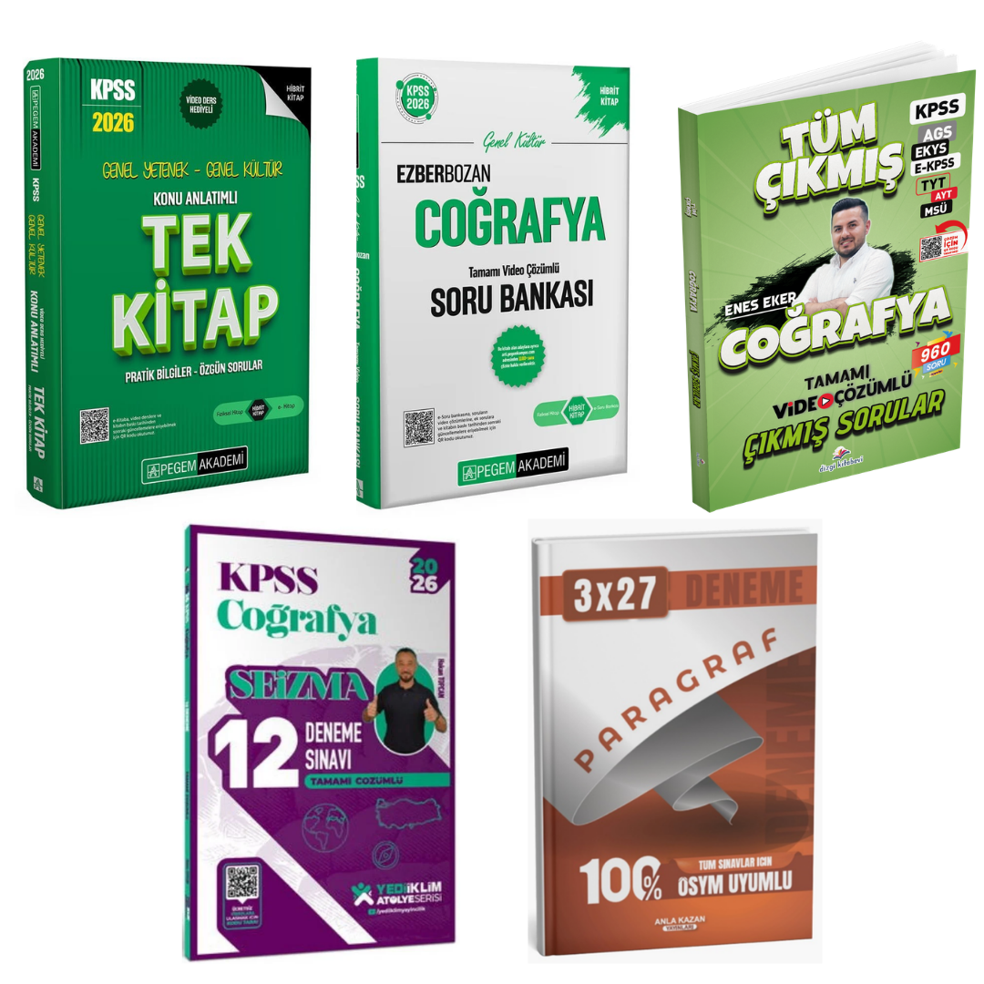 Pegem 2026 KPSS Konu Anlatımlı Tek Kitap & KPSS Ezberbozan Coğrafya Soru Bankası & KPSS Coğrafya Deneme & KPSS Coğrafya Çıkmış Sorular Seti