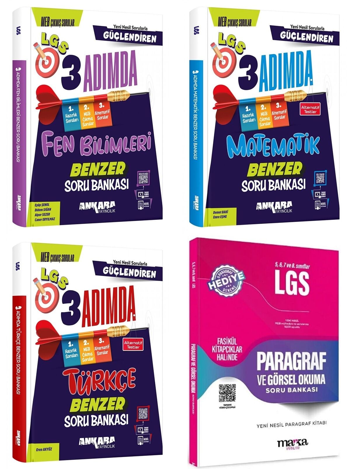 Ankara 2026 LGS 3 Adımda Türkçe Matematik Fen Bilimleri Soru ve Marka Paragraf Soru 4 lü Set