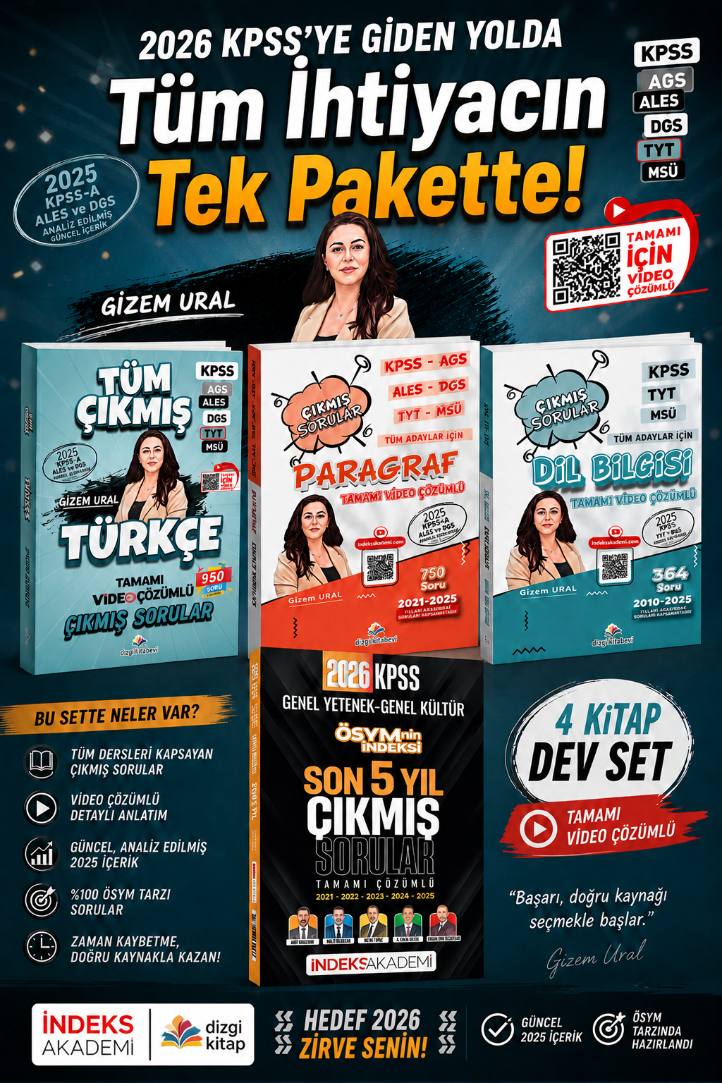 İndeks 2026 KPSS Genel Yetenek Genel Kültür ÖSYM nin İndeksi Çıkmış Sorular Son 5 Yıl & Paragraf Çıkmış Dil Bilgisi Çıkmış Türkçe Çıkmış Dizgi Kitap Seti