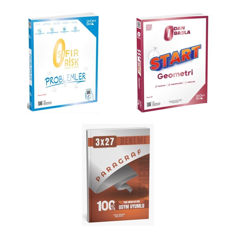 2027 TYT ÜçDörtBeş KPSS ALES MSÜ DGS Sıfır Risk Problemler + Sıfırdan Başla Start Geometri + Ankapade 3'lü Set