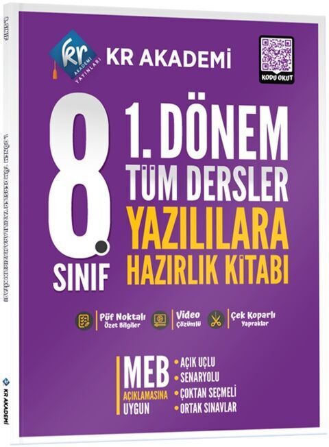 KR Akademi 8. Sınıf 1. Dönem Tüm Dersler Yazılılara Hazırlık Kitabı