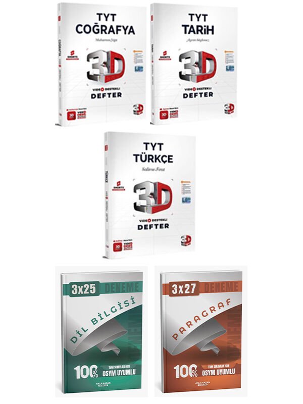 3D + Anla Kazan TYT Sözel Video Destekli Defter Anla Kazan Deneme Seti 5 li Set
