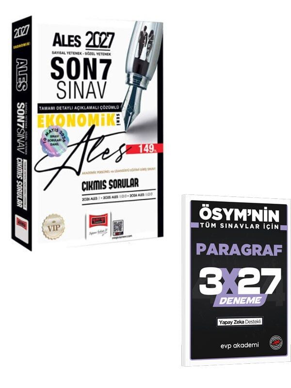 Yargı  2027 ALES Sayısal - Sözel Yetenek Son 7 Sınav Çıkmış Sorular+EVP Akademi 3x27 Paragraf Deneme