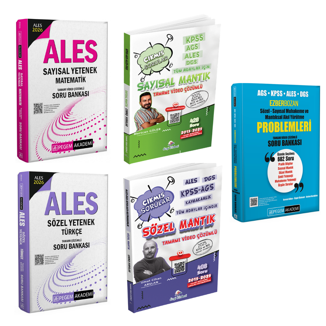Pegem 2026 ALES Sayısal Yetenek - Sözel Yetenek Soru Bankası & Sözel Sayısal Mantık Çıkmış Sorular & Sözel Sayısal Muhakeme Soru Bankası Seti
