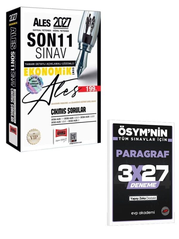 Yargı  2027 ALES Sayısal Sözel Yetenek Son 11 Sınav Çıkmış Sorular+EVP Akademi 3x27 Paragraf Deneme