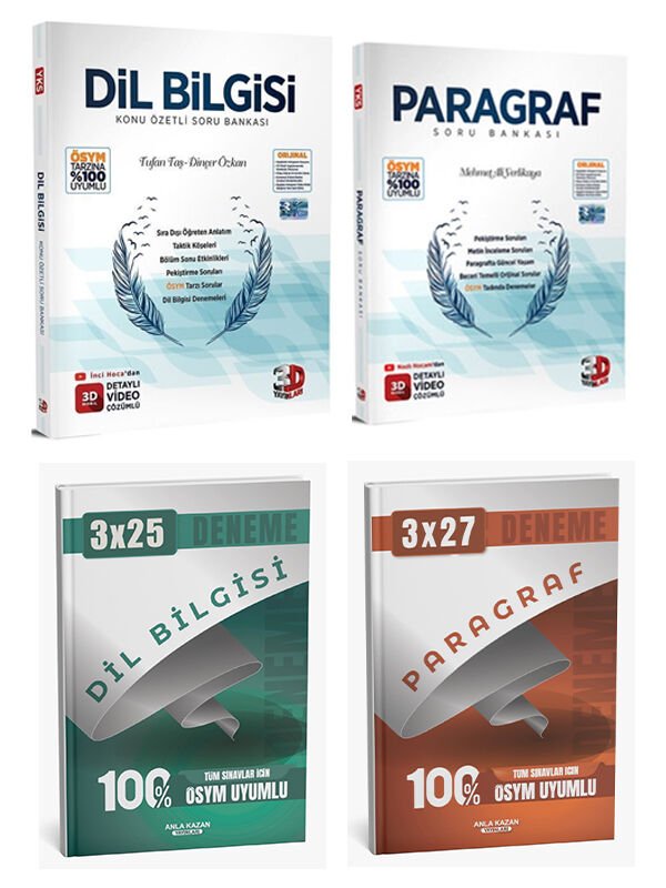 3D + Anla Kazan TYT Paragraf Dil Bilgisi Soru + Anla Kazan Deneme 4 lü Set