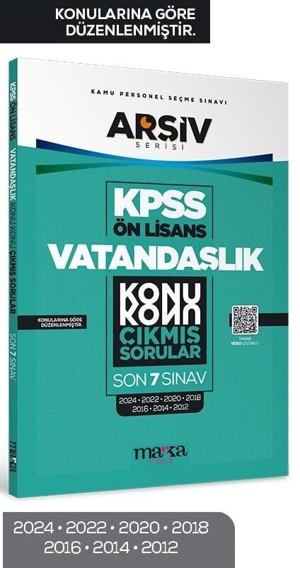 Marka 2026 KPSS Ön Lisans Vatandaşlık Çıkmış Sorular Son 7 Yıl Konularına Göre Çözümlü ARŞİV Serisi Marka Yayınları