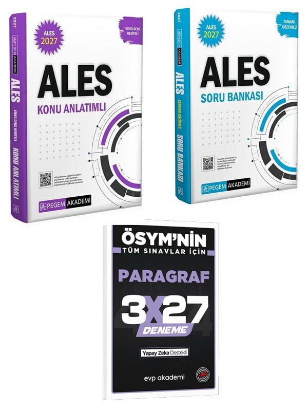 Pegem 2027 ALES Konu Anlatımlı+Soru+EVP Akademi 3x27 Paragraf Deneme