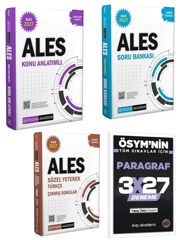Pegem 2027 ALES Konu Anlatımlı+Soru+Çıkmış Soru+EVP Akademi 3x27 Paragraf Deneme