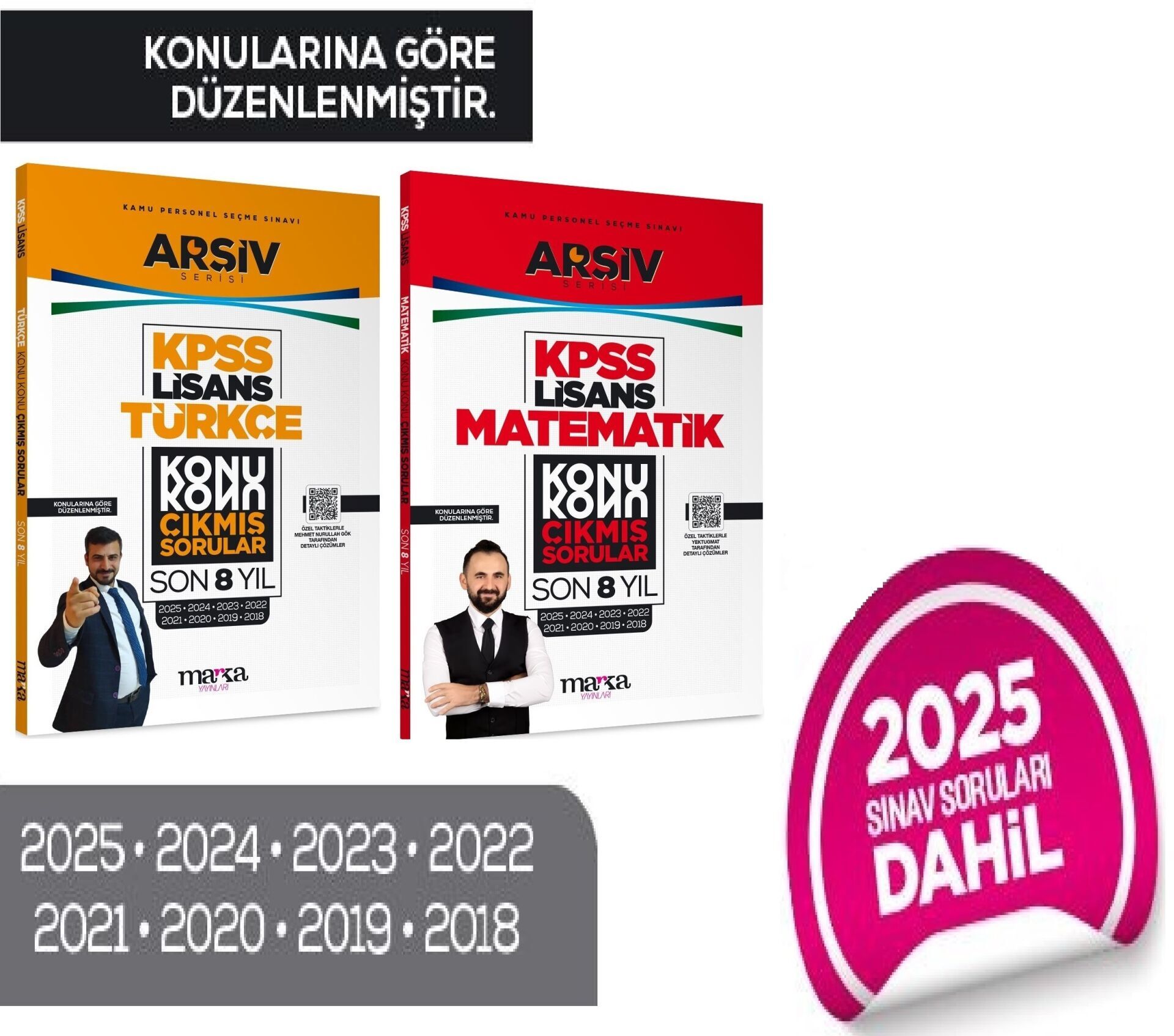 Marka 2026 KPSS Lisans Türkçe + Matematik Çıkmış Sorular Son 8 Yıl Konularına Göre 2 li Set ARŞİV Serisi Marka Yayınları