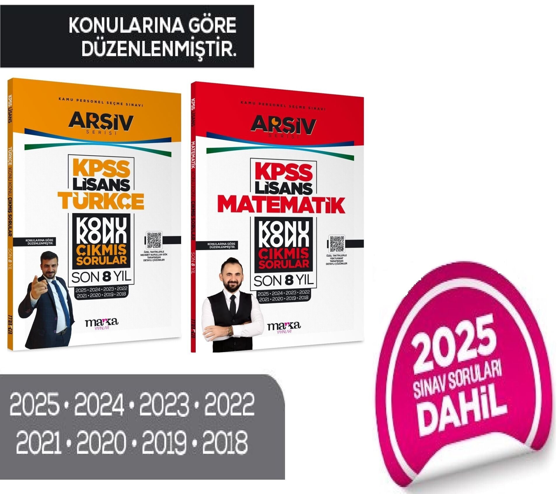 Marka 2026 KPSS Lisans Türkçe + Matematik Çıkmış Sorular Son 8 Yıl Konularına Göre 2 li Set ARŞİV Serisi Marka Yayınları