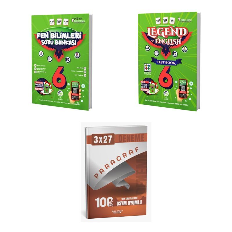 2027 Av 6. Sınıf Fen Bilimleri + İngilizce Legend Of English Seri Test Book Soru + Ankapade 3'lü Set