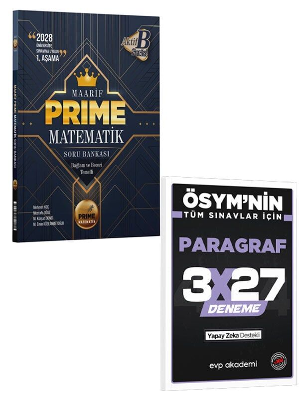 Aktif Öğrenme 2027 TYT Maarif Prime Matematik Soru Bankası+EVP Akademi TYT Paragraf REST 17 x 21 Deneme