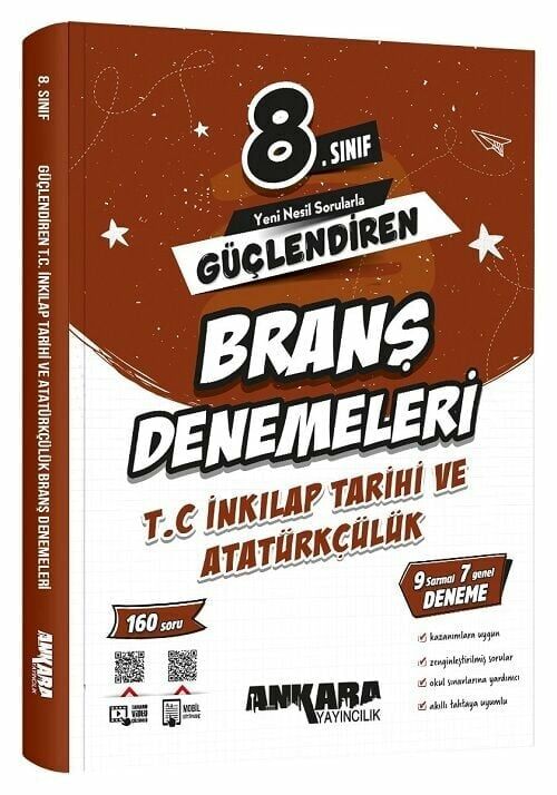 Ankara Yayıncılık 8. Sınıf TC İnkılap Tarihi ve Atatürkçülük Güçlendiren Branş Denemeleri Ankara Yayıncılık