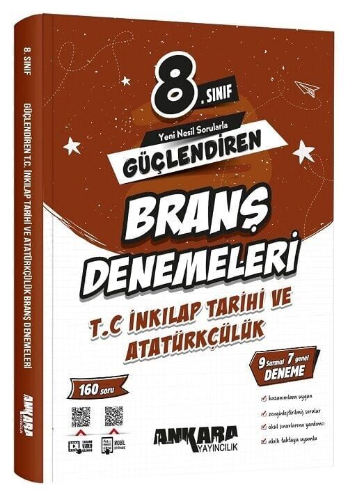 Ankara Yayıncılık 8. Sınıf T.C. İnkılap Tarihi ve Atatürkçülük Güçlendiren Branş Denemeleri