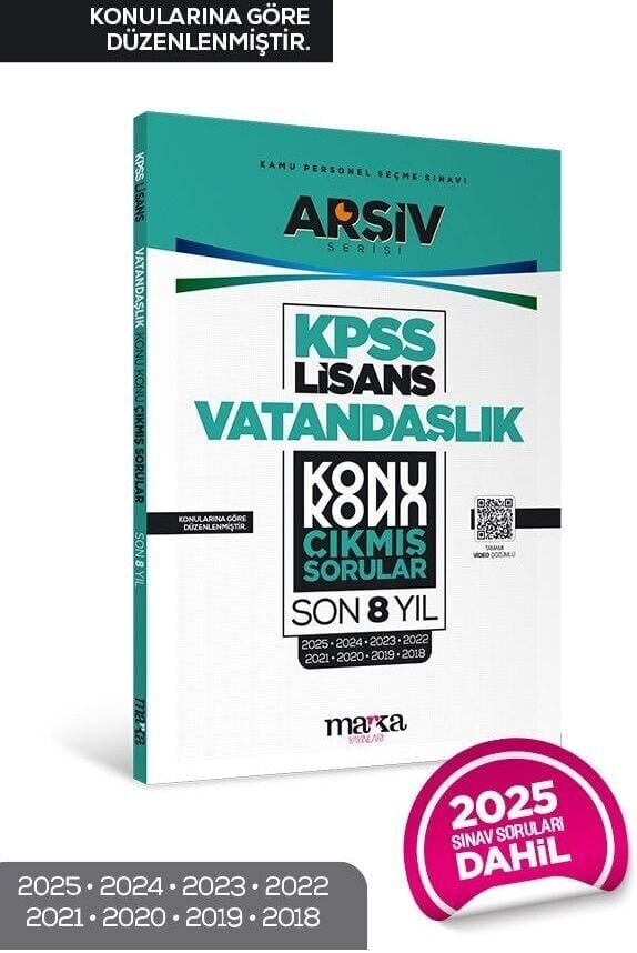 Marka 2026 KPSS Lisans Vatandaşlık Çıkmış Sorular Son 8 Yıl Konularına Göre Çözümlü ARŞİV Serisi Marka Yayınları