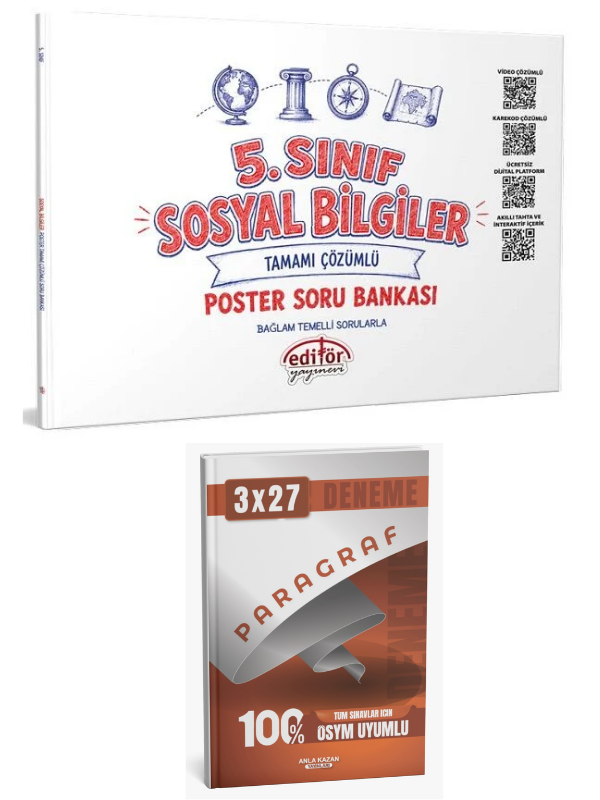 Editör 2027 5. Sınıf Sosyal Bilgiler Poster Soru Bankası Çözümlü+ Anla Kazan Paragraf