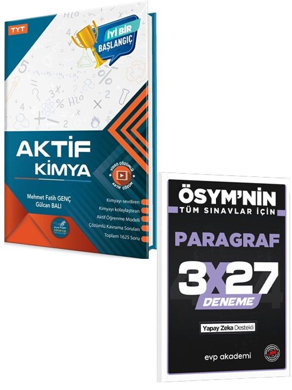 Aktif Öğrenme 2027 TYT Aktif Kimya 0 dan Başlayanlara+EVP Akademi 3x27 Paragraf Deneme