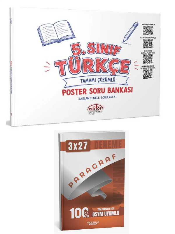 Editör 2027 5. Sınıf Türkçe Poster Soru Bankası Çözümlü+ Anla Kazan Paragraf