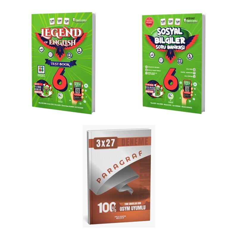2027 Av 6. Sınıf İngilizce Legend Of English Seri Test Book + Sosyal Bilgiler Soru + Ankapade 3'lü Set