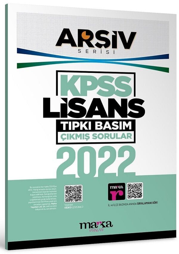 Marka KPSS 2022 Sınavı Lisans Genel Yetenek Genel Kültür Çıkmış Sorular Tıpkı Basım Çözümlü ARŞİV Serisi Marka Yayınları