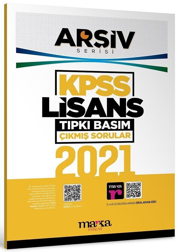 Marka KPSS 2021 Sınavı Lisans Genel Yetenek Genel Kültür Çıkmış Sorular Tıpkı Basım Çözümlü ARŞİV Serisi Marka Yayınları