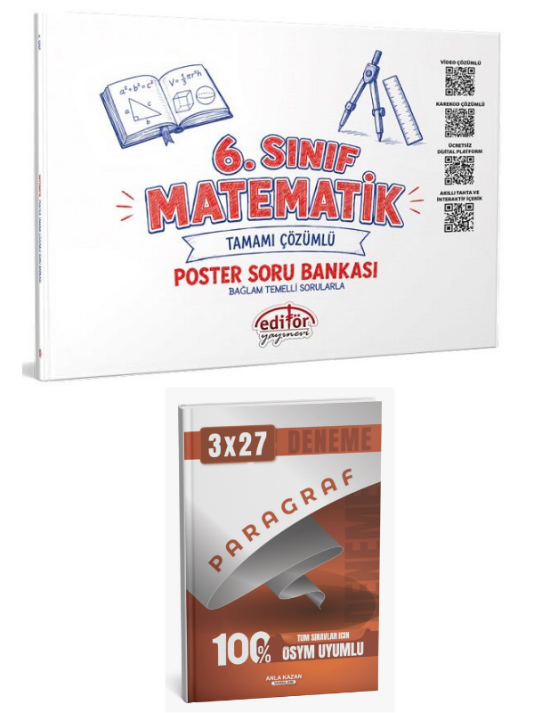 Editör 2027 6. Sınıf Matematik Poster Soru Bankası Çözümlü+ Anla Kazan Paragraf