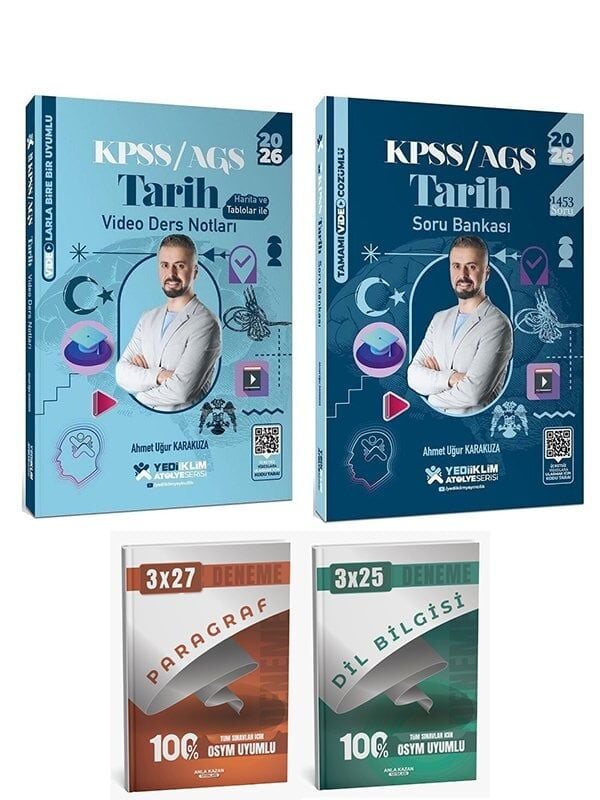 Yediiklim 2026 KPSS Tarih Atölye Video Ders Notları + Soru Bankası 2 li Set - Ahmet Uğur Karakuza Yediiklim Yayınları