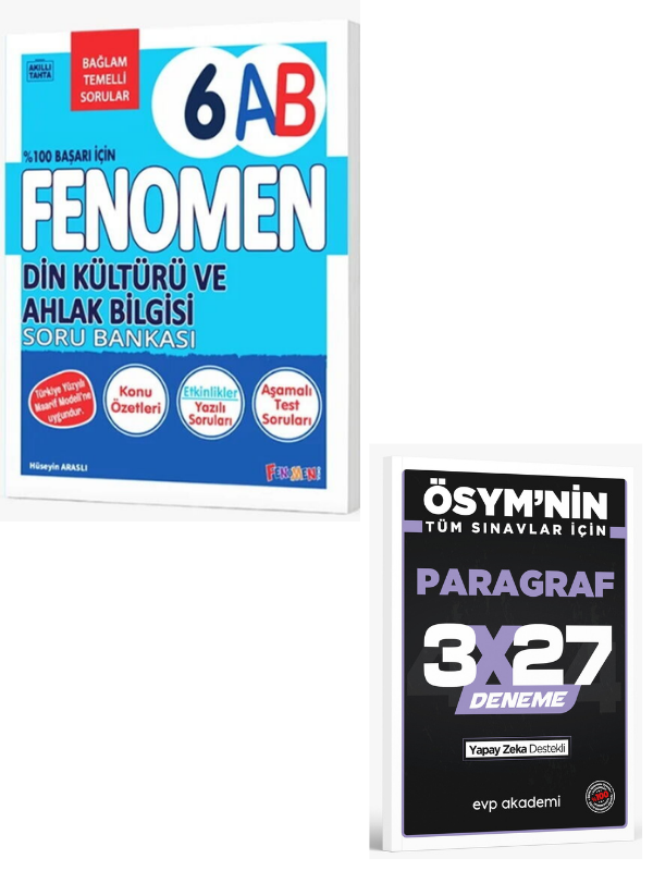 Fenomen 2027 6. Sınıf Din Kültürü ve Ahlak Bilgisi Fenomen A-B Soru Bankası+ EVP Akademi Paragraf