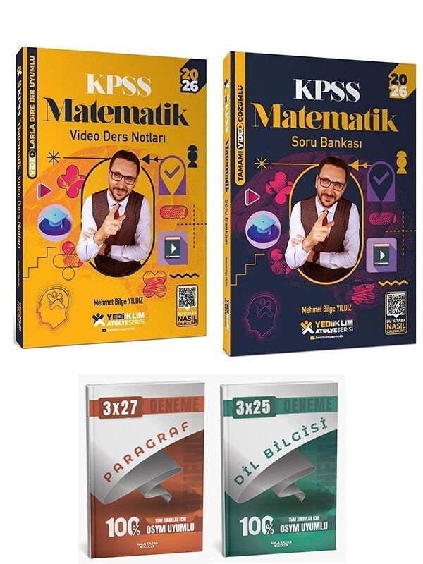 Yediiklim 2026 KPSS Matematik Atölye Video Ders Notları + Soru Bankası 2 li Set - Mehmet Bilge Yıldız Yediiklim Yayınları