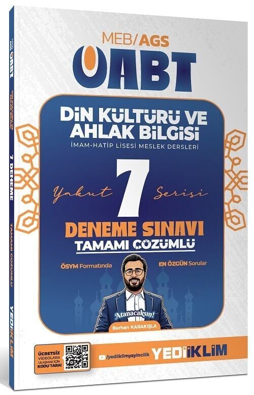 Yediiklim 2027 ÖABT MEB-AGS Din Kültürü ve Ahlak Bilgisi Öğretmenliği YAKUT 7 Deneme Çözümlü - Burhan Karakışla