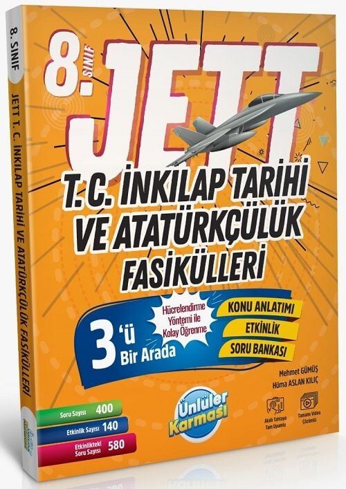 Ünlüler 8. Sınıf T.C İnkılap Tarihi ve Atatürkçülük JETT Soru Fasikülleri Ünlüler Yayınları