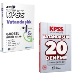 2026 KPSS Yapay Zeka Destekli Vatandaşlık Görsel Hibrit Kitap & KPSS Vatandaşlık 20 Deneme Çözümlü Deli Defteri Yayınları Seti