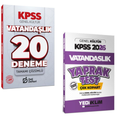 KPSS Vatandaşlık 20 Deneme Çözümlü Deli Defteri Yayınları & KPSS Vatandaşlık Yaprak Test Seti