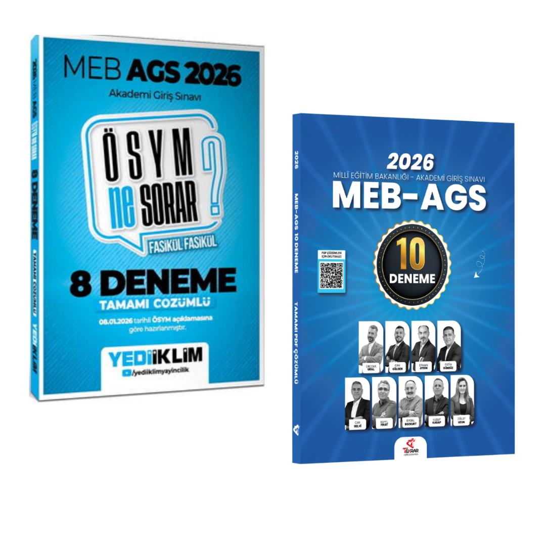 Tekrar Akademi 2026 MEB-AGS Tüm Dersler 10 Deneme & MEB AGS ÖSYM Ne Sorar 8 Deneme Yediiklim Seti