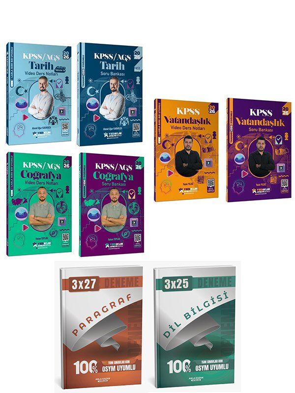 Yediiklim 2026 KPSS Tarih + Coğrafya + Vatandaşlık Atölye Video Ders Notları + Soru Bankası 6 lı Set Yediiklim Yayınları