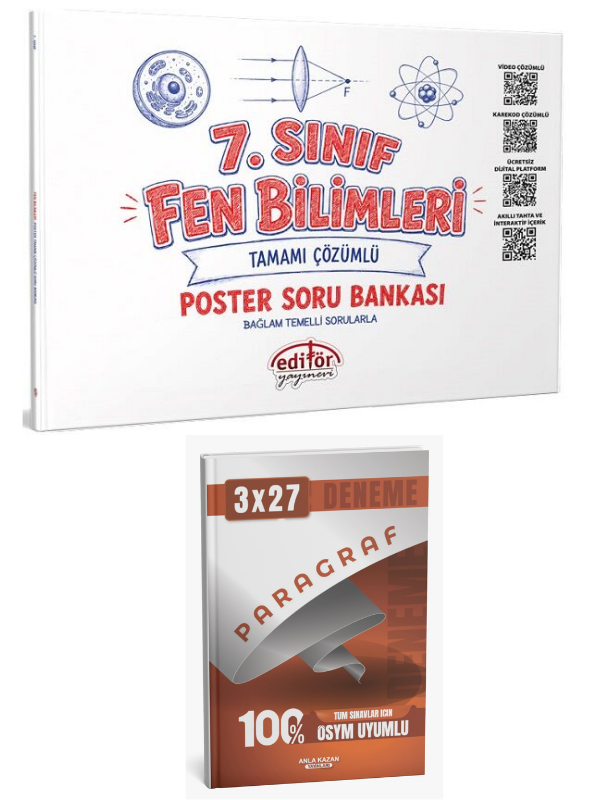 Editör 2027 7. Sınıf Fen Bilimleri Poster Soru Bankası Çözümlü+ Anla Kazan Paragraf