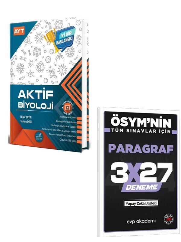 Aktif Öğrenme 2027 AYT Aktif Biyoloji 0 dan Başlayanlara+EVP Akademi 3x27 Paragraf Deneme