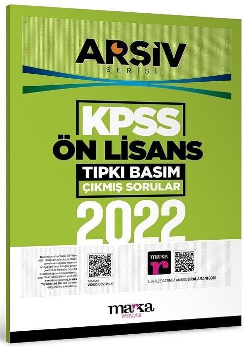 Marka KPSS Ön Lisans 2022 Sınavı Çıkmış Sorular Tıpkı Basım Çözümlü ARŞİV Serisi Marka Yayınları