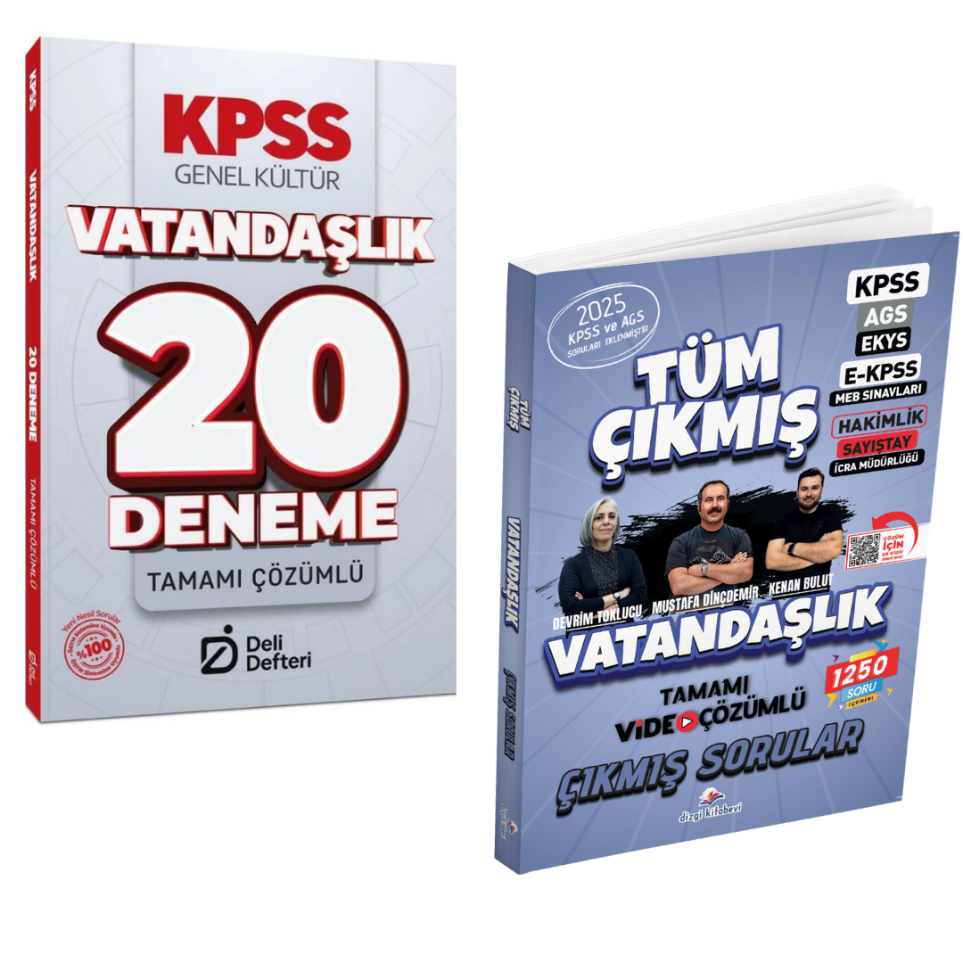 KPSS Vatandaşlık 20 Deneme Çözümlü & KPSS Vatandaşlık Çıkmış Sorular Dizgi Kitap Seti
