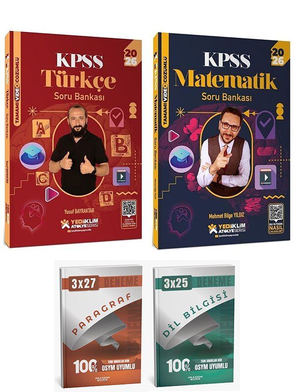 Yediiklim 2026 KPSS Türkçe + Matematik Atölye Soru Bankası 2 li Set Yediiklim Yayınları