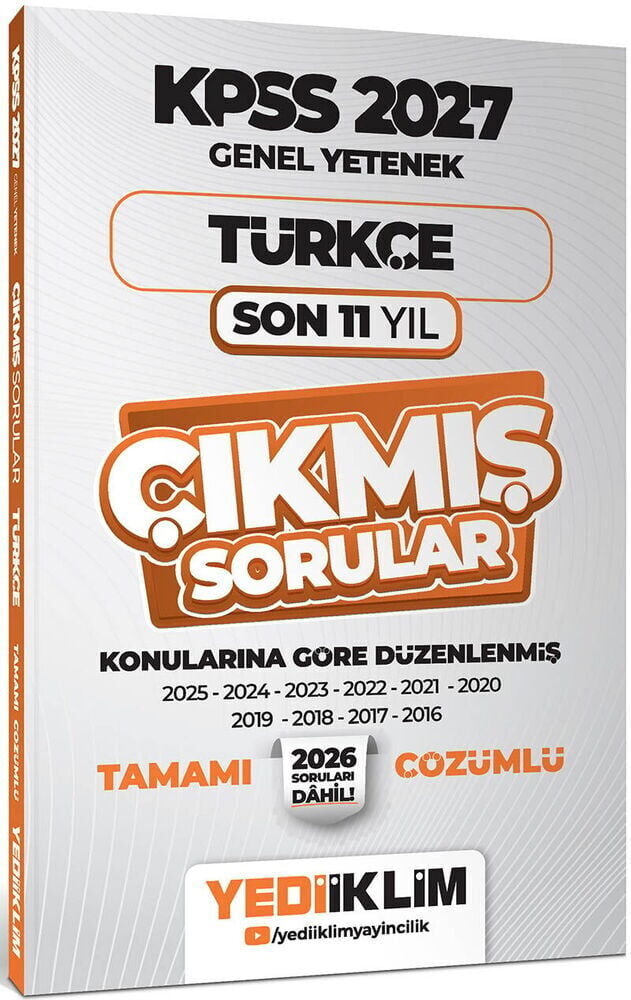 Yediiklim 2027 KPSS Türkçe Çıkmış Sorular Son 11 Yıl Konularına Göre Çözümlü