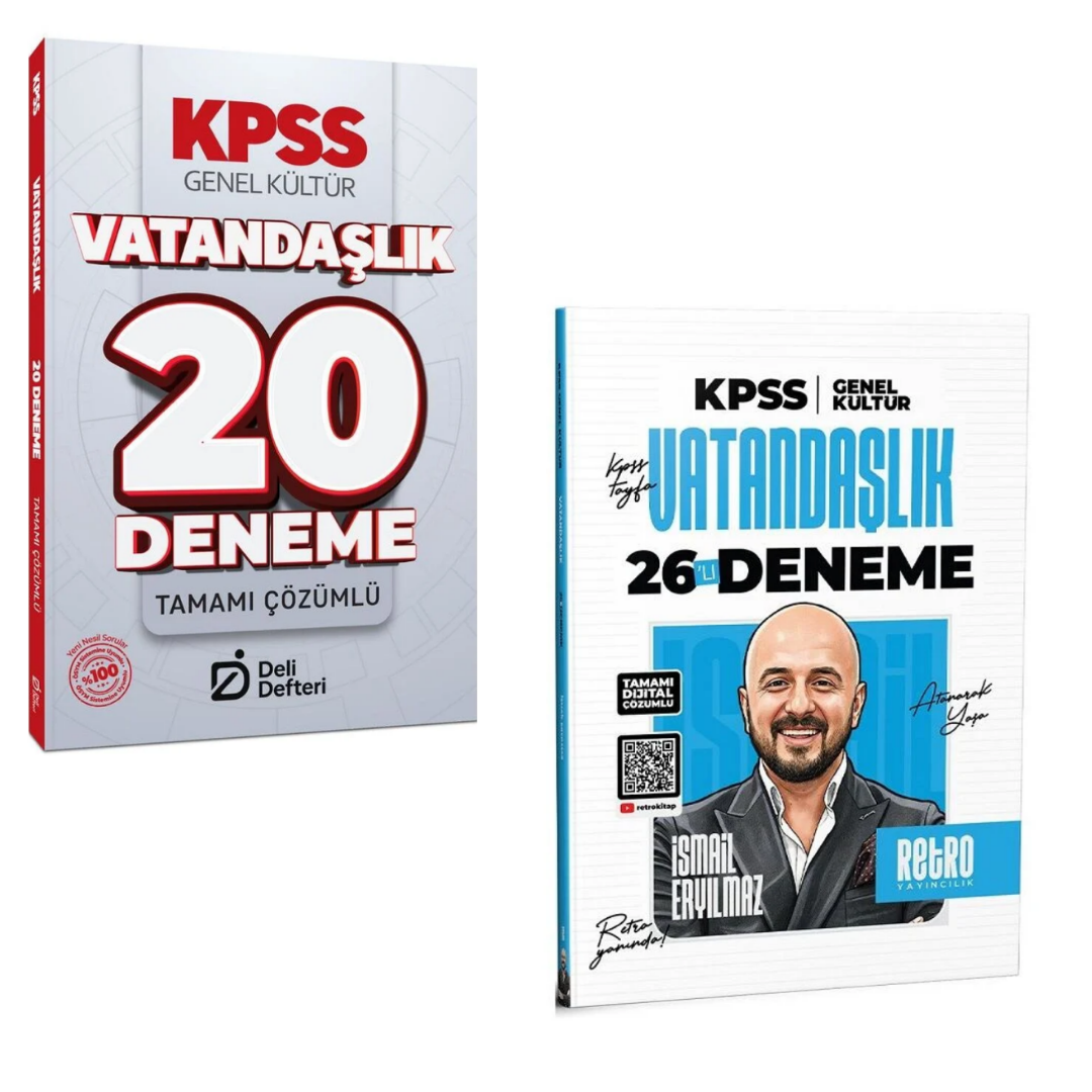 Retro 2026 KPSS Vatandaşlık 26 Deneme & KPSS Vatandaşlık 20 Deneme Çözümlü Deli Defteri Yayınları Seti