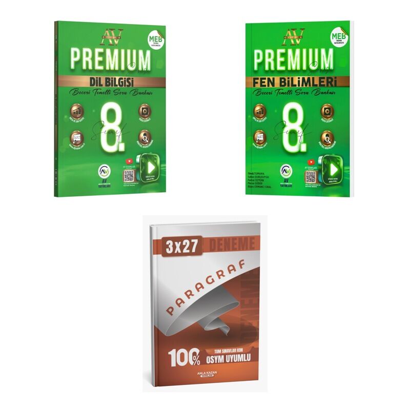 2027 Av 8. Sınıf Premium Beceri Temelli Türkçe Dil Bilgisi + Fen Bilimleri Soru + Ankapade 3'lü Set