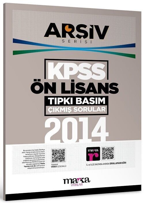 Marka KPSS Ön Lisans 2014 Sınavı Çıkmış Sorular Tıpkı Basım Çözümlü ARŞİV Serisi Marka Yayınları