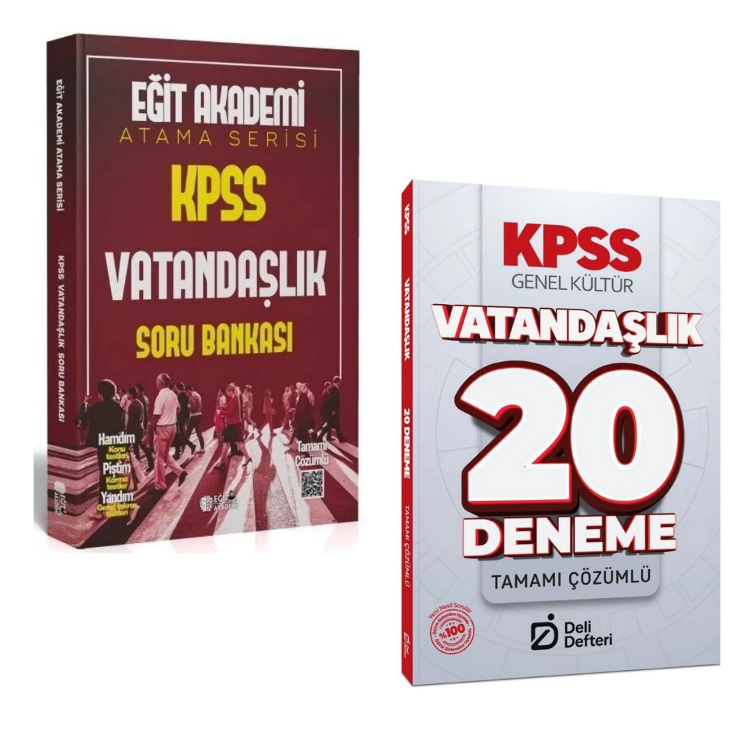 Eğit Akademi KPSS Vatandaşlık Atama Serisi Soru Bankası & KPSS Vatandaşlık 20 Deneme Çözümlü Deli Defteri Yayınları Seti