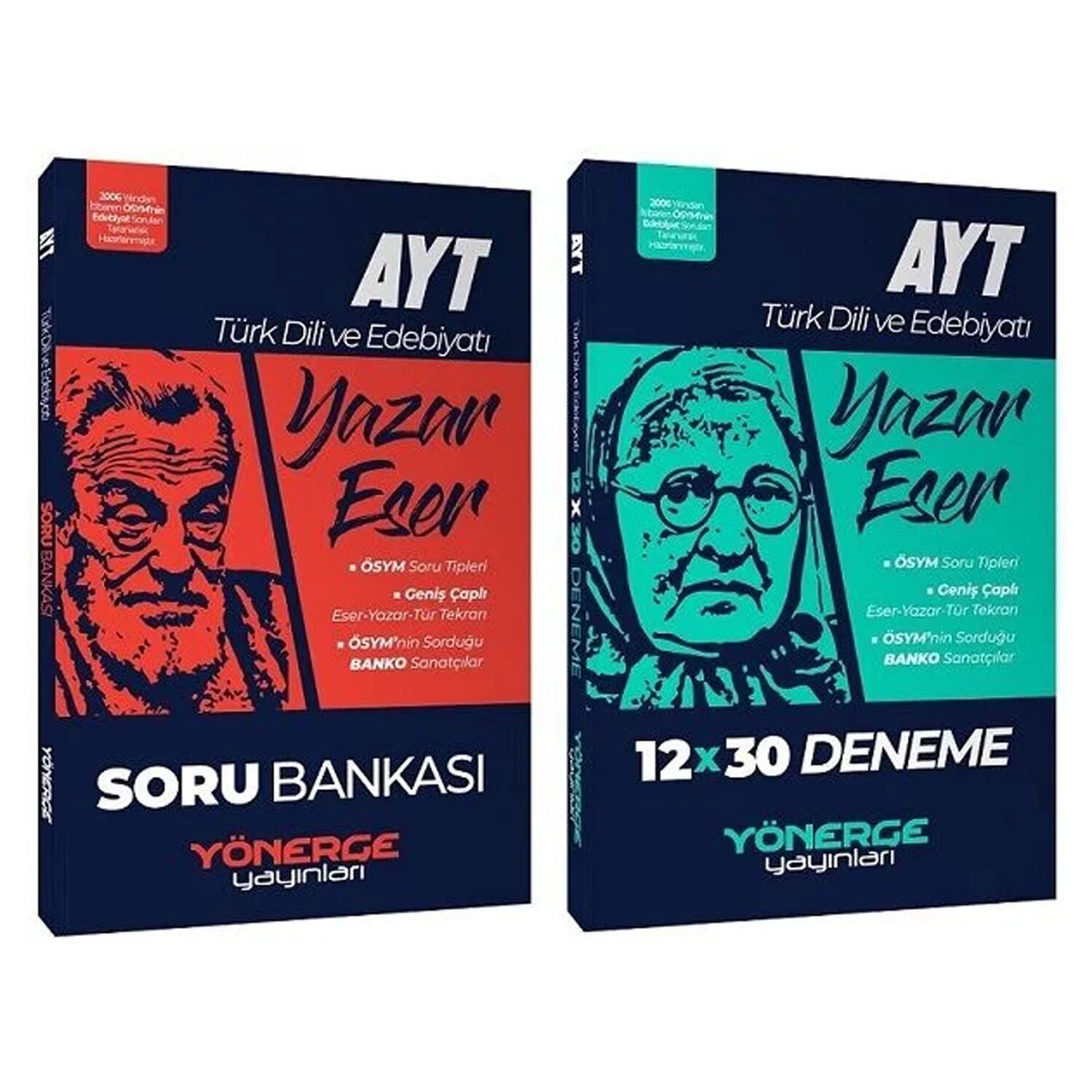 Yönerge Yayınları YKS AYT Türk Dili ve Edebiyatı Yazar Eser Soru + 12 Deneme 2 li Set