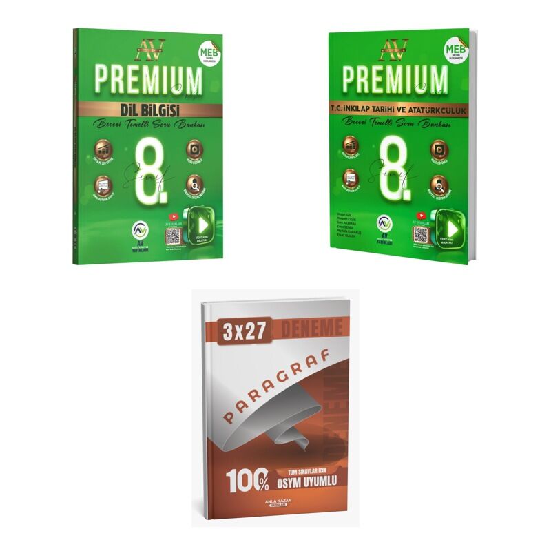 2027 Av 8. Sınıf Premium Beceri Temelli Türkçe Dil Bilgisi + İnkılap Tarihi ve Atatürkçülük Soru 3'lü Set